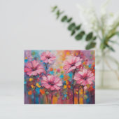 Rosa Blumen Postkarte (Stehend Vorderseite)