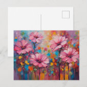 Rosa Blumen Postkarte (Vorne/Hinten)