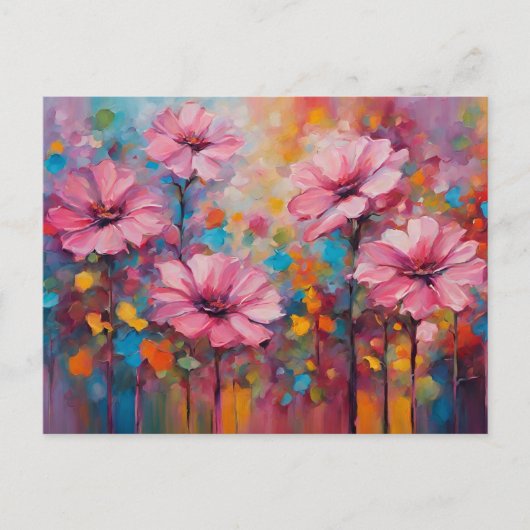 Rosa Blumen Postkarte (Vorderseite)