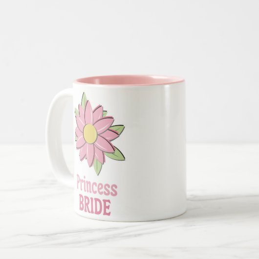 Rosa Blumen-Prinzessin Bride Zweifarbige Tasse (Vorderseite Links)
