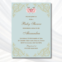 Rosa Blumen Rococo Vintage Florale Babyparty