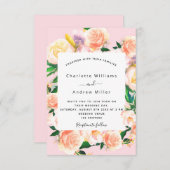 Rosa Blumen Rose Goldhochzeit Einladung (Vorne/Hinten)