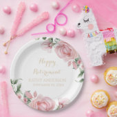 Rosa Blumen-Ruhestandsfeier Pappteller (Party)