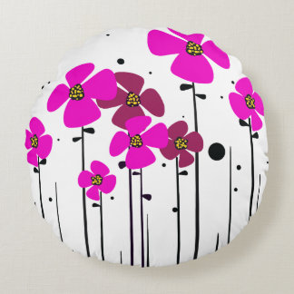 Rosa Blumen Rundes Kissen