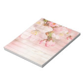 Rosa Blumen rustikale Holzkirsche Notizblock (Rotiert)