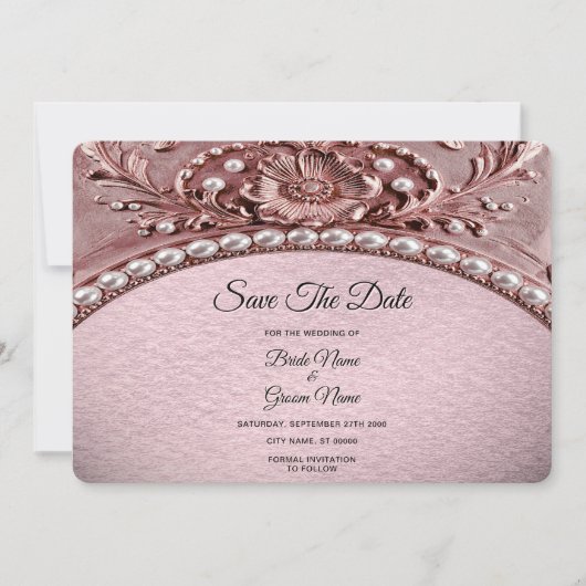 Rosa Blumen Save the Date (Vorderseite)