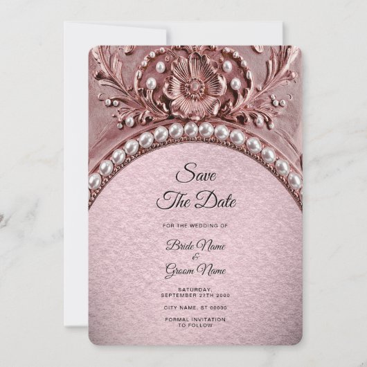 Rosa Blumen Save the Date (Vorderseite)