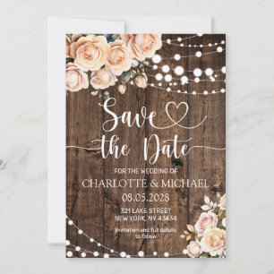 Rosa Blumen "Save the Date" Hochzeit Einladung