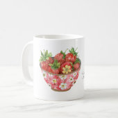 Rosa Blumen-Schale Erdbeeren Kaffeetasse (Vorderseite Links)