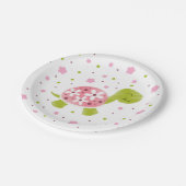 Rosa Blumen-Schildkröte-Party-Platte Pappteller (Schrägansicht)