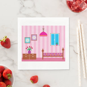 Rosa Blumen-Schlafzimmer Kinderzimmer Serviette