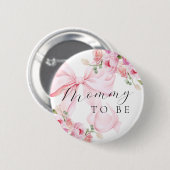 Rosa Blumen-Schleife Baby Shower Button (Vorne & Hinten)