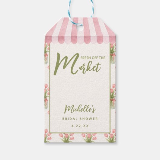 Rosa Blumen-Schleife Frisch vom Markt Geschenkanhänger (Vorderseite)