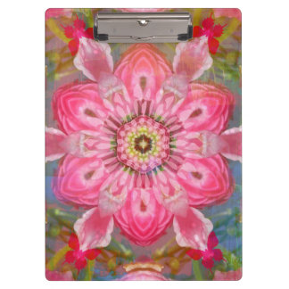 Rosa Blumen-Schmetterlingmandala-Klemmbrett Klemmbrett