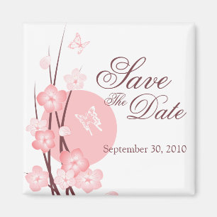 Rosa Blumen-Schmetterlings-Save the Date Magnet