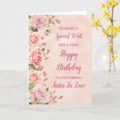 Rosa Blumen Schwester des Gesetzes Geburtskarte Karte (Gelbe Blume)