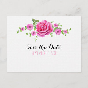 Rosa Blumen Shabby Chic Save The Date Verlobung Postkarte
