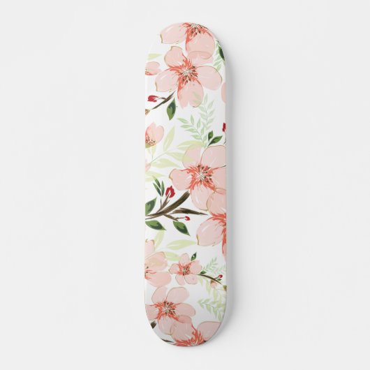 Rosa Blumen Skateboard (Vorne)