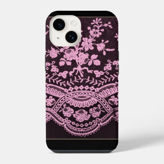 Rosa Blumen-Spitze iPhone Hülle (Rückseite)