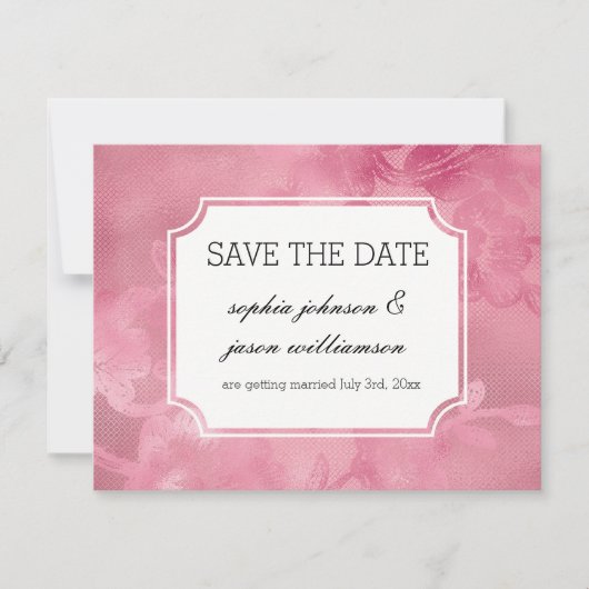 Rosa Blumen-Spitze Save-the-Date Save The Date (Vorderseite)