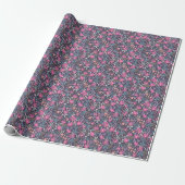 Rosa Blumen-Sprinkles-Muster Geschenkpapier (Ungerollt)