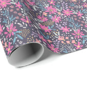 Rosa Blumen-Sprinkles-Muster Geschenkpapier (Rolleneckpunkt)