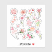 Rosa Blumen-Sticker-Pack Aufkleber (Blatt)