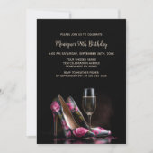 Rosa Blumen-Stöckelschuhe Geburtstagsfeier Einladung (Vorderseite)