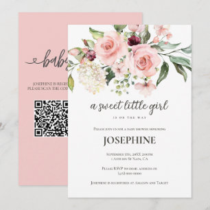 Rosa Blumen Süßes Kleines Mädchen Baby Shower Einladung
