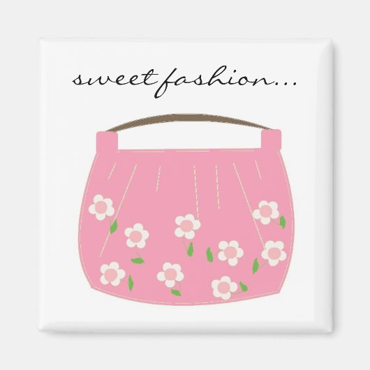 Rosa Blumen-Tasche Magnet (Vorne)