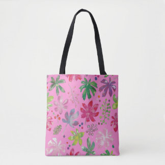 Rosa Blumen-Tasche – Süßes botanisches Muster Tasche