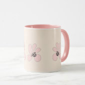 rosa Blumen Tasse (VorderseiteRechts)