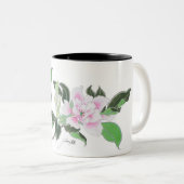 Rosa Blumen-Tasse Zweifarbige Tasse (VorderseiteRechts)