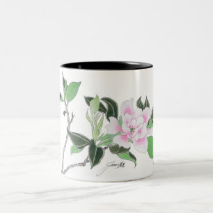Rosa Blumen-Tasse Zweifarbige Tasse