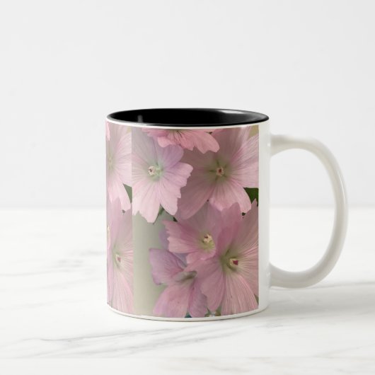 Rosa Blumen-Tasse Zweifarbige Tasse (Rechts)