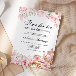 Rosa Blumen Tee Mit Braut Zur Hochzeit Brautparty Einladung