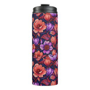 Rosa Blumen Thermosbecher