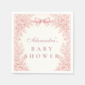 Rosa Blumen-Toile-Babyshower Serviette (Vorderseite)
