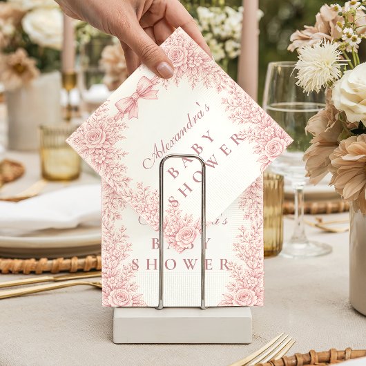 Rosa Blumen-Toile-Babyshower Serviette