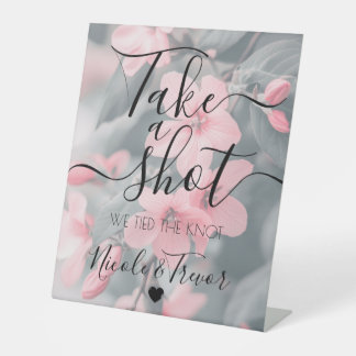 Rosa Blumen Türkise Kalligrafie Mach einen Schuss Sockelschild