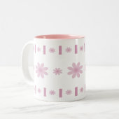Rosa Blumen u. Blöcke Zweifarbige Tasse (Vorderseite Links)