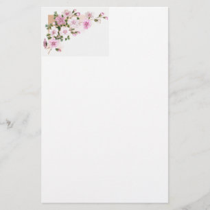 Rosa Blumen u. Farn-viktorianische Geschäftskarte Briefpapier