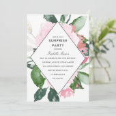 Rosa Blumen| Überraschungs-Party Einladung (Stehend Vorderseite)