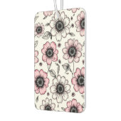 Rosa Blumen- und Blätter-Skizzendesign Autolufterfrischer (Links)
