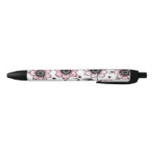 Rosa Blumen- und Blätter-Skizzendesign Kugelschreiber (Unterseite)