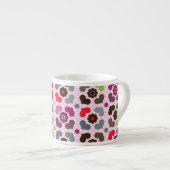 rosa Blumen- und Eulenmuster Espressotasse (Vorderseite Rechts)