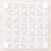 rosa Blumen- und Eulenmuster Glasuntersetzer (Rückseite)