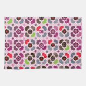 rosa Blumen- und Eulenmuster Handtuch (Horizontal)