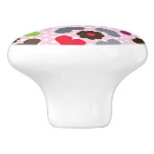 rosa Blumen- und Eulenmuster Keramikknauf (Seitenansicht)