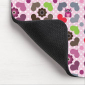 rosa Blumen- und Eulenmuster Mousepad (Ecke)